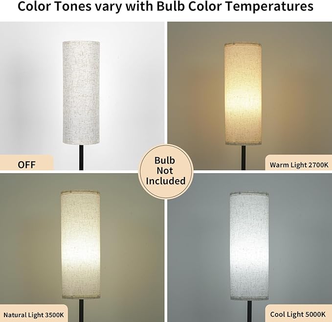 FRIDEKO HOME Floor Lamp with Beige Shade, Simple Design with Foot Pedal Switch, Small Tall Lamps for Living Room Bedroom Office, Corner Floor Stand Light with Black Pole Lamp (No Bulb/No Remote) - Bloomnest