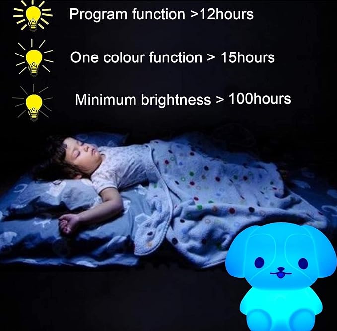Night Lights Dog Silicone Bedside lamp for Children, Baby Nursery Light Decorative Lamps Decompression Light - Break Resistant/Eye Caring/Adjustable Brightness & Color/Time Setting - Medium - Bloomnest
