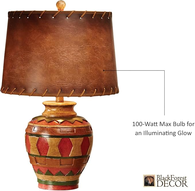 BLACK FOREST DECOR Great Plains Pottery Table Lamp - Southwestern Accent Lighting - Bloomnest
