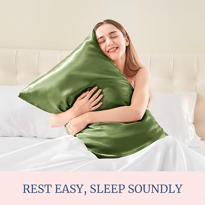 BEDELITE Satin Pillowcase for Hair and Skin, Super Soft and Cooling Similar to Silk Pillow Cases 2 Pack with Envelope Closure, Gift for Women Men(20"x40" King Size, Cedar Green) - Bloomnest