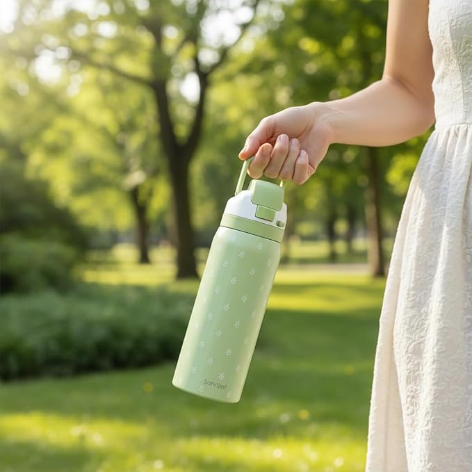 Botanical Insulated Stainless Steel Water Bottle with Straw for Sports and Travel, 32oz, Gifts for Women Girls Friends Teens Birthday Christmas - Bloomnest
