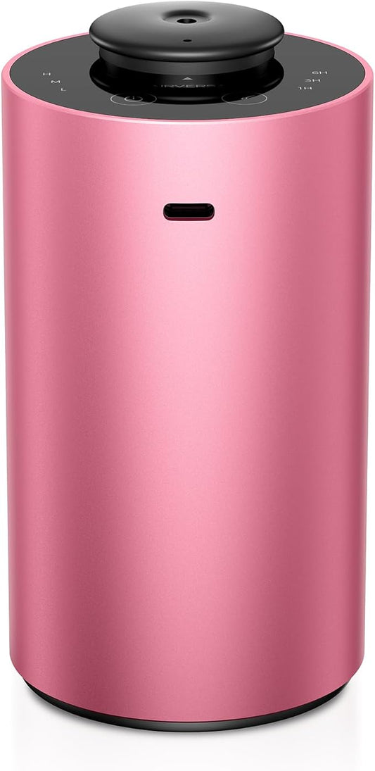 Airversa Waterless Essential Oil Diffuser for Home Aromatherapy Scent Diffusers with 3 Countdown Timer Settings or Timer-Off, 3 Mist Levels for Car Room Studio Office, ANX Premium Metal Red Pink - Bloomnest