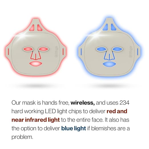Fringe Red Face Mask, Both Red 660nm and Infrared 850nm for Rejuvenation & Blue 415nm for Blemishes, Beauty Mask, for Fine Lines and Wrinkles, 234 LED Lights JoinFringe