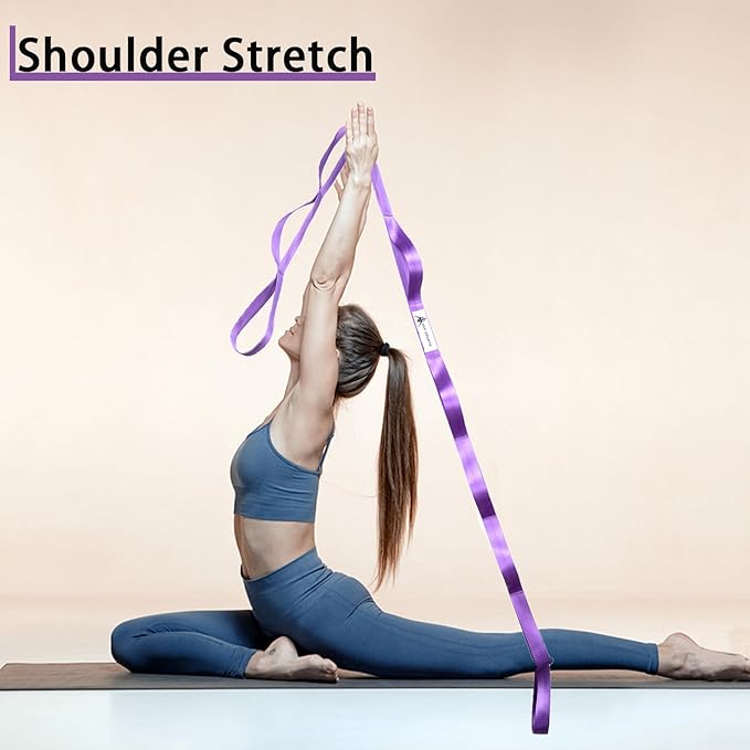 Oak-Sports Stretching Strap Yoga Strap for Physical Therapy with 10 Loops, Yoga Straps for Stretching, Upgraded Non-Elastic Stretch Band for Pilates, Dance and Gymnastics with Workout Guide - Bloomnest