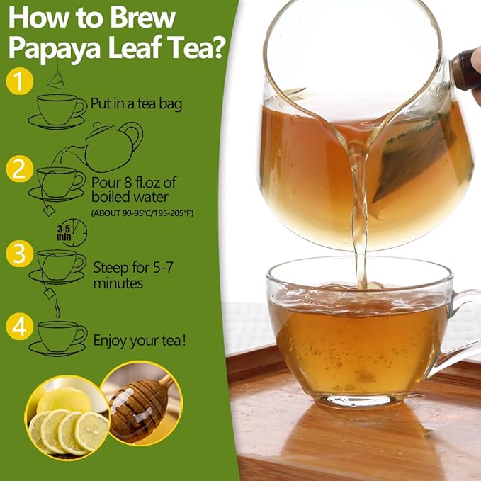 100 Premium Papaya Leaf Tea Bags, Made with 100% Natural Papaya Leaves, Free Wellness Tea, No Additives & Caffeine Free. - Bloomnest