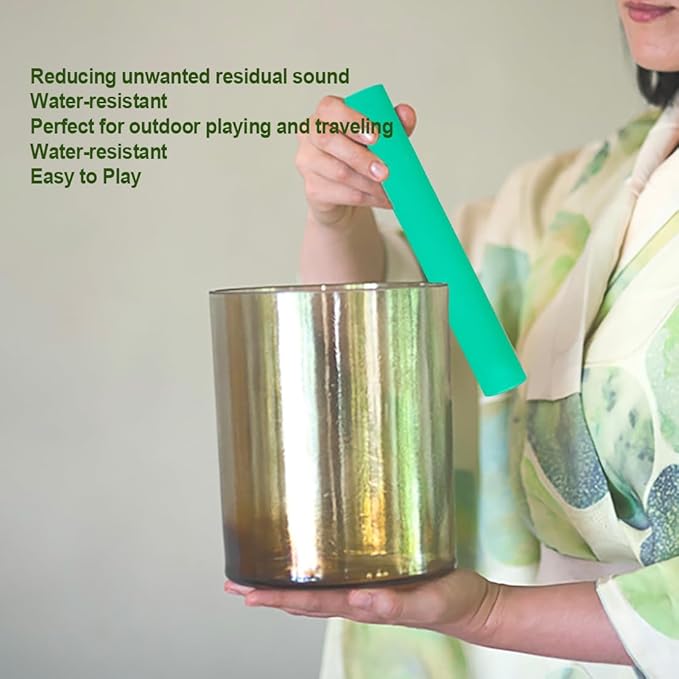 Singing Bowl Mallet Hollow Acrylic Silicone Rubber Striker Mallet for Playing Quartz Crystal Singing Bowls with Bundle Pocket(Green) - Bloomnest