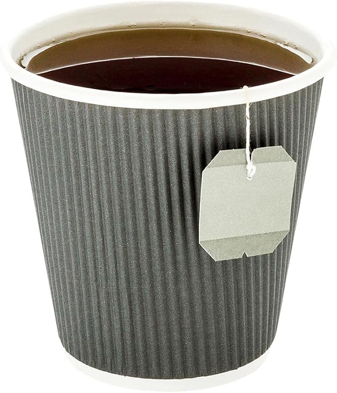 Restaurantware 8 Ounce Double Wall Disposable Coffee Cups, 500 Insulated Gray Paper Tumblers, with Ripple Wall Design, Lids Sold Separately for Hot Drinks like Tea, Hot Chocolate, and More - Bloomnest