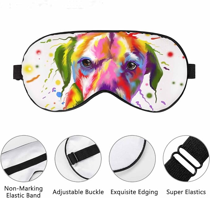 Dog Sleep Eye Mask Watercolor Animals Men Women Sleep Mask with Adjustable Strap Eye Cover Eye Shade for Travel, Nap,Meditation - Bloomnest