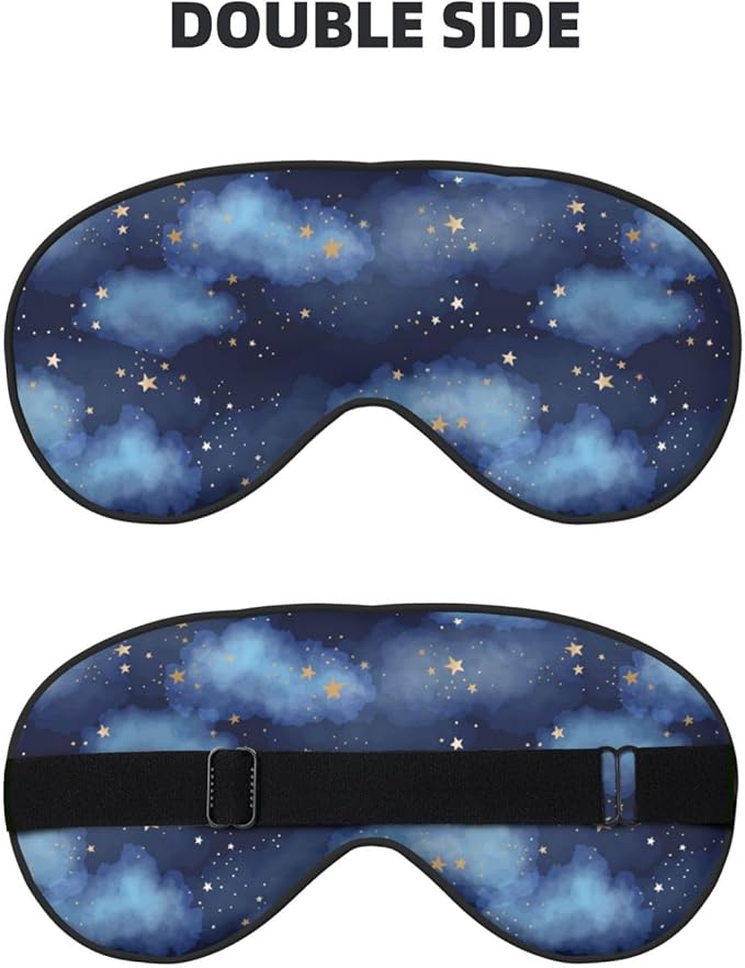 Sleep Eye Mask Blue Vast Night Sky Stars Sleep Mask for Women Men Comfortable Eye Mask with Adjustable Strap Soft Eye Cover Blindfold for Travel Yoga Nap Shift Work - Bloomnest