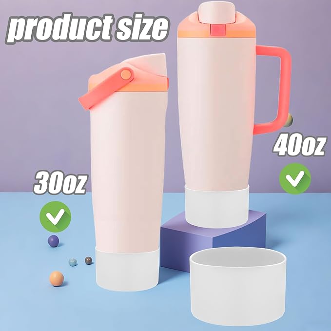 Mity rain 2PCS Protective Silicone Boots for Owala 30oz & 40oz FreeSip Sway Bottles & Tumblers - Accessories for owala, Enhances Stability & Prevents Scratches (White) Mityrain