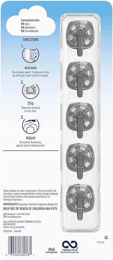 Febreze Air Freshener Car Vent Clips, Linen & Sky (5 Count) - Bloomnest