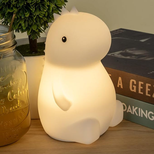 LED Squishy Animal Night Light - 2 Level Dimmable Nursery Lamp for Kids, Rechargeable Touch Lamp, Cute Dorm Decor - Perfect Baby Boys Girls Gift (Little Dinosaur) - Bloomnest