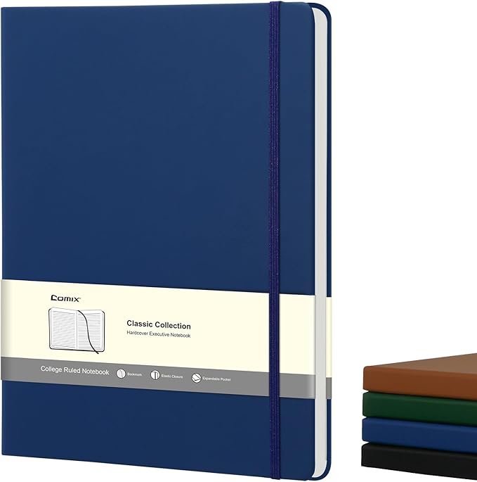 COMIX A4 Lined Journal Notebooks, 240 Pages, Large Size-8.5" x 11", Navy, Hardcover Journaling Notebooks for Men & Women- Fits for Office, Business, School, Notes Taking & Writing - Bloomnest