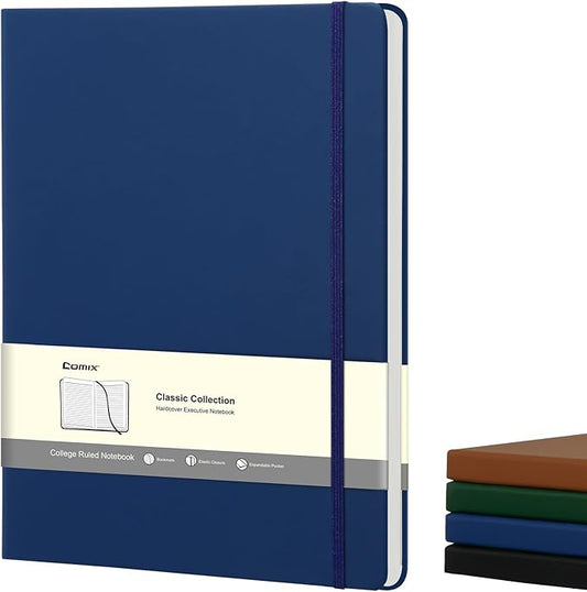 COMIX A4 Lined Journal Notebooks, 240 Pages, Large Size-8.5" x 11", Navy, Hardcover Journaling Notebooks for Men & Women- Fits for Office, Business, School, Notes Taking & Writing - Bloomnest