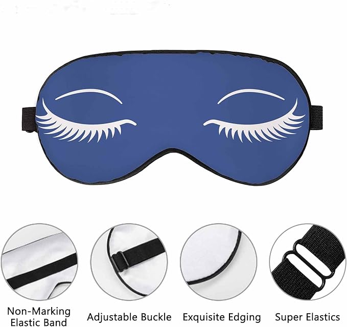Blue Eyelashes Sleep Eye Mask Closed Eyes with Eyelashes Women Eyes Simple Men Women Sleep Mask with Adjustable Strap Eye Cover Eye Shade for Travel, Nap,Meditation - Bloomnest