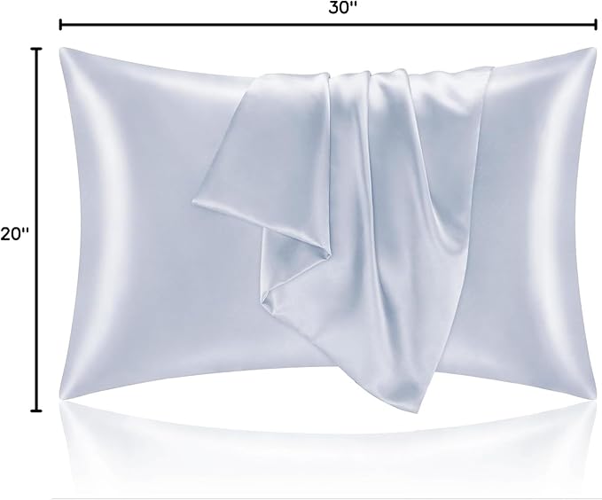 BEDELITE Satin Pillowcase for Hair and Skin, Super Soft and Cooling Similar to Silk Pillow Cases 2 Pack with Envelope Closure, Gift for Women Men(20"x30" Queen Size, Evening Haze) - Bloomnest