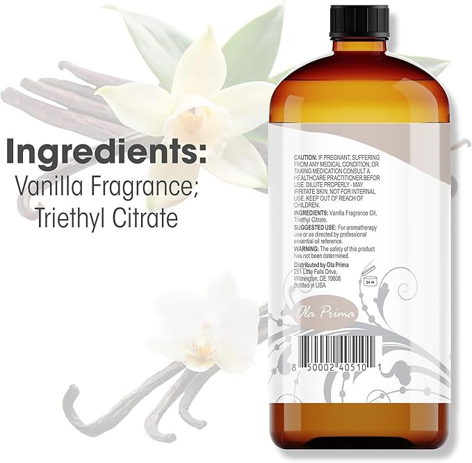 Ola Prima Vanilla Essential Oil 16oz – Therapeutic Grade Big Bottle for Aromatherapy, Diffuser & Candle Making, Vanilla Candle Scent - Essential Oils - Bloomnest