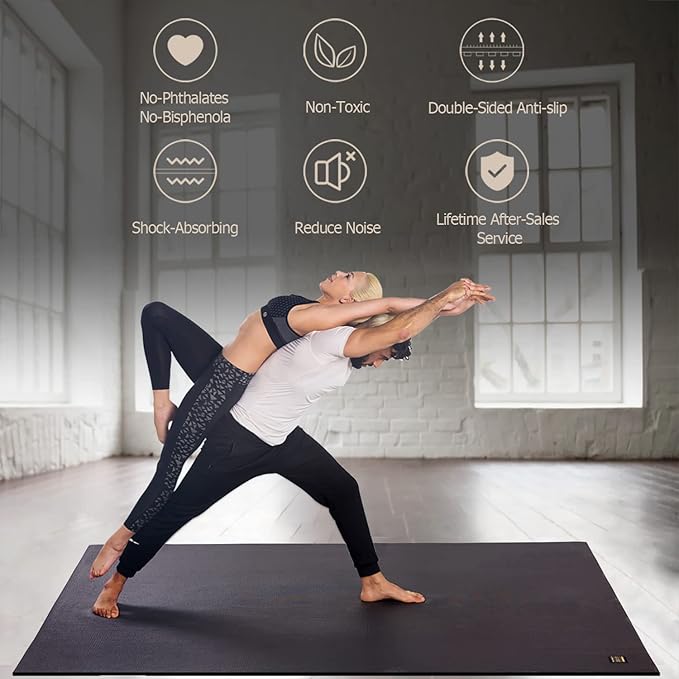 GXMMAT Large Yoga Mat 6'x4'/6'x6'/7'x5'(7mm/9mm), Extra Thick Workout Mats for Home Gym Flooring,Ultra Comfortable Non-Slip Quick Resilient Barefoot Wide Exercise Mat for Pilates,Stretching,Meditation - Bloomnest