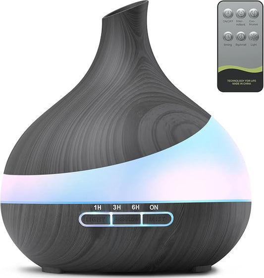 500ML Essential Oil Diffuser: Aroma Diffuser with Remote Control for Hotel Spa Yoga Room - Humidifiers for Bedroom with 14 Colors LED Night Light for Kids/Women Home Relaxation - Bloomnest