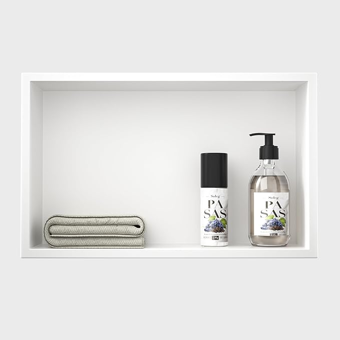 Stainless Steel Shower Niche 20" X 12" White No Tile Needed Niche Shower for Bathroom Storage Recessed Wall Shelf Over Mount Installation - Bloomnest