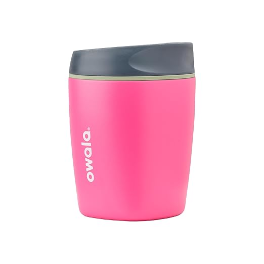 Owala SmoothSip Insulated Stainless Steel Coffee Tumbler, Reusable Iced Coffee Cup, Hot Coffee Travel Mug, BPA Free, Perfect for Cappuccino, 10 oz, Pink (Watermelon Breeze) Owala