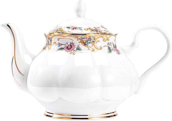 Ceramic Tea Pot, English Vintage Decorative Porcelain Teapot For Tea Parties 28 Oz - Bloomnest