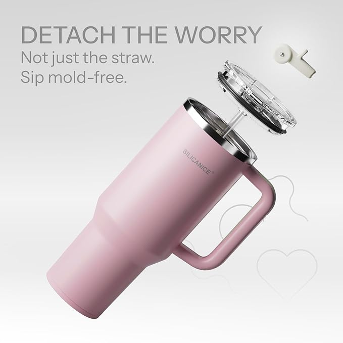 Easy Clean Pro Tumbler - 40 oz Water Bottle with Handle & Quick-Disassemble Flip Straw, Leak Resitance,Double Wall Insulated Stainless Steel, Dishwasher Safe, BPA-Free,Gifts for Women & Men - Bloomnest