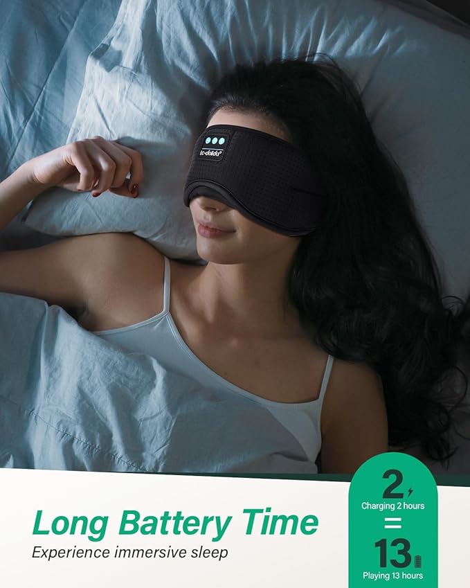 LC-dolida Sleep Headphones, White Noise Bluetooth Sleep Mask 3D Wireless Eye Mask Sleeping with Timing, Sleep Mask with Bluetooth Headphones for Side Sleepers Travel Yoga, Cool Gifts Men Women - Bloomnest