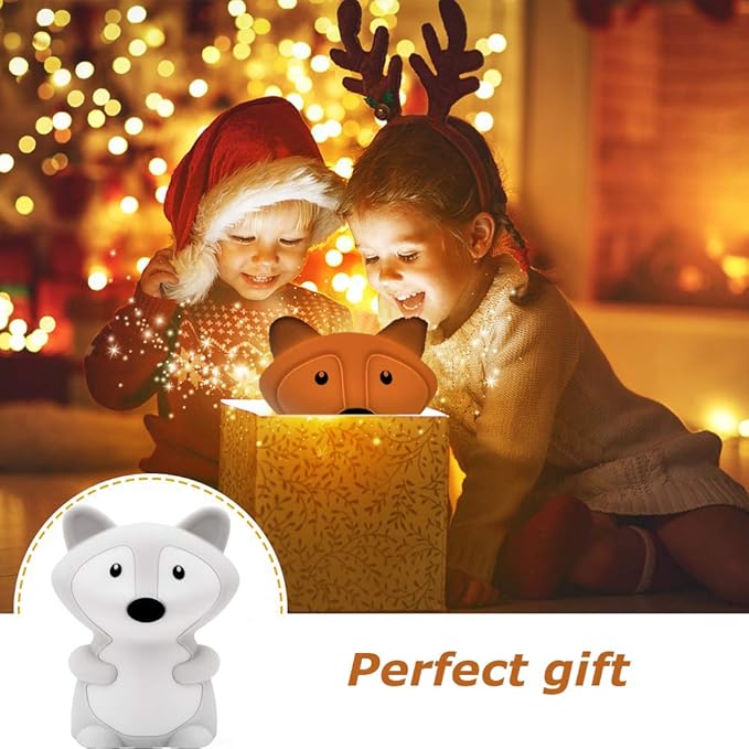 Fox Night Lights Bedside lamp, Bedroom Light for Kids, Baby Nursery lamps - Break Resistant, Eye Caring, Adjustable Brightness & Color and Time Setting, Gifts for Kids Babies Boy Girl - Medium - Bloomnest