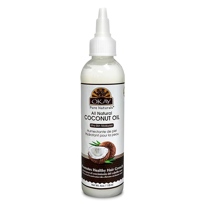 Okay 100% Pure Coconut Oil for Hair & Skin - Coconut Oil for Women & Men, Perfect for Hair & Body, for Massage & Moisturizer, Natural - 4 fl oz Squeeze Bottle (Pack of 1) - Bloomnest