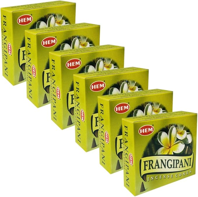 TRUMIRI Incense Cone Holder Bundle with Hem Firangipani Incense Cones - Pack of 6 (Approx 60 Cones)