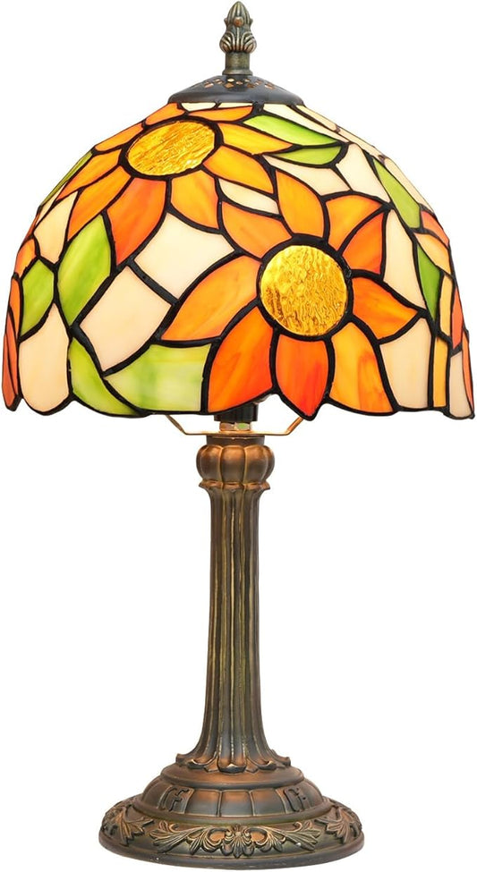Tiffany Lamp Stained Glass lamp Small Bedside Table Lamps for Living Room Bedroom Dorm Kitchen Home Decor Festival Birthday Gift,Sunflower - Bloomnest