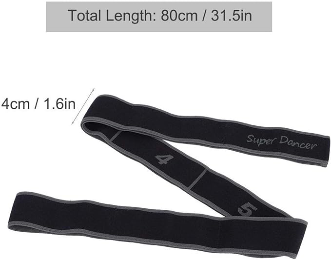 Exercise Strap, Yoga Stretch Assist Strap with 8 Numbered Loops, Band for Yoga Pilates Dance and Gymnastics Workout, Kids Dancing Assistance(Grey) - Bloomnest
