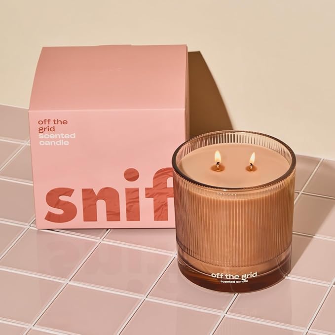Off The Grid Luxury Scented Candle by Snif, Warm and Calming Candle, 50+ Hours, 100% Cotton Fiber Wicks, Soy Wax Blend, Non-Toxic, Vegan, 8.5 oz - Bloomnest