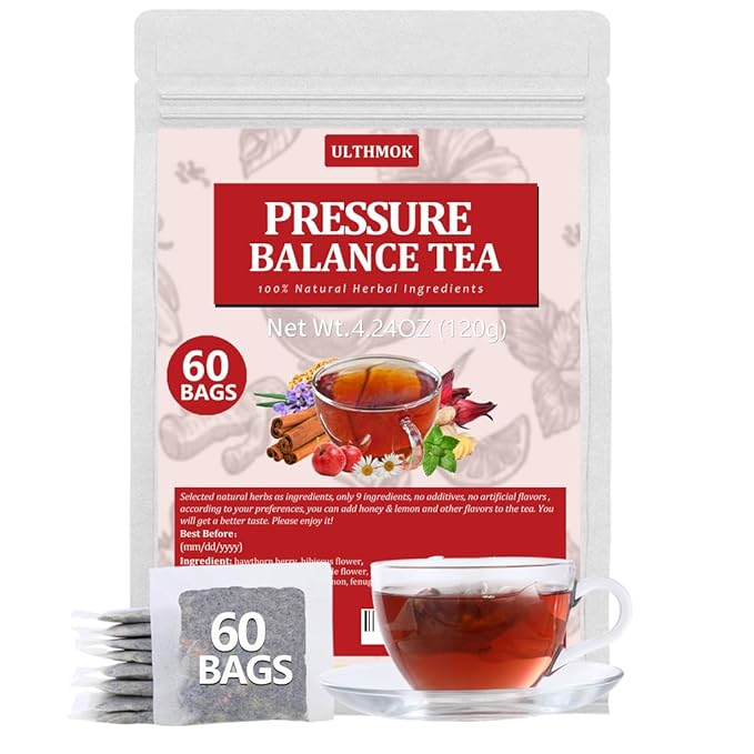 Premium 60 Heart Functional Tea Bags, 9 Natural Superherbs, Pressure Balance Tea, No Artificial Flavors & Caffeine Free. - Bloomnest