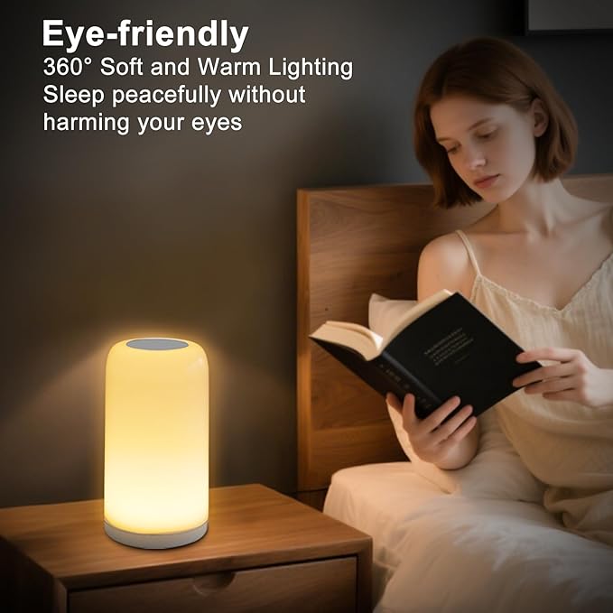 Dimmable Touch Night Light - 7 Brightness & 13 RGB Colors, Portable Bedside Lamp, Touch & App Control, Smart LED Lamp for Nursery, Reading, Decor - Bloomnest
