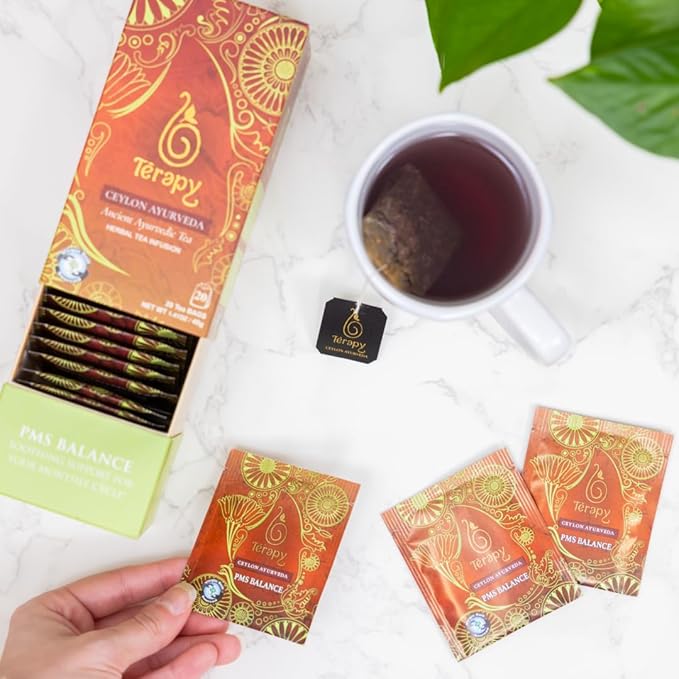 Térapy Ceylon PMS Balance Tea For Women - Soothing Support for PMS Relief, Hormonal Balance, Monthly Cycle support & Period Tea - 100% Natural Herbal Ingredients - Red Hibiscus, Cumin, Licorice & More Herbs - Bloomnest