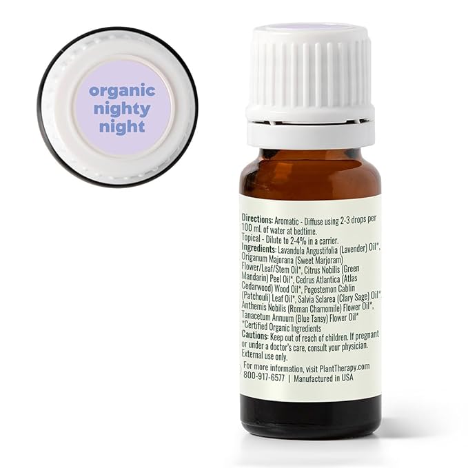 Plant Therapy KidSafe Organic Nighty Night Essential Oil Blend for Sleep 10 mL (1/3 oz) 100% Pure, Undiluted, Therapeutic Grade - Bloomnest