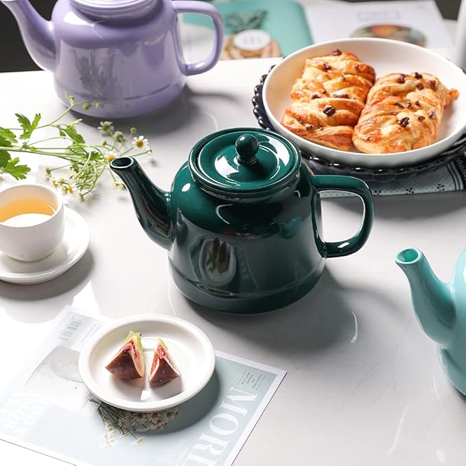 Sweejar 35 oz Porcelain Tea Pot, Teapot with Removable 18/8 Stainless Steel Infuser, Microwave & Dishwasher Safe Tea Maker, Tea Infuser Pots for Blooming loose Leaf Tea,Chrismas Women Gift (Jade) - Bloomnest