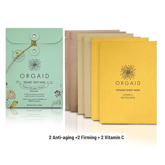 ORGAID Organic Sheet Mask | Made in USA (Assorted Multi-pack, pack of 6) - Bloomnest