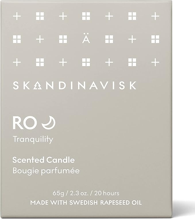 Skandinavisk RO 'Tranquility' Mini Scented Candle. Fragrance Notes: Cut Grass and Fallen Leaves, Cucumber and Wild Violets. 2.3 oz. - Bloomnest