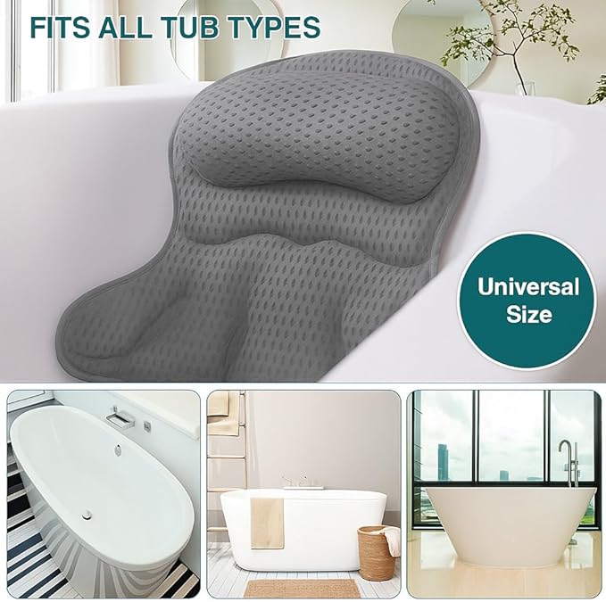 Bathtub Tray and Bath Pillows for Tub – Expandable Bamboo Bathtub Caddy with Phone & Wine Holder, Soft Bath Pillows for Tub & Head/Neck Support - Bloomnest