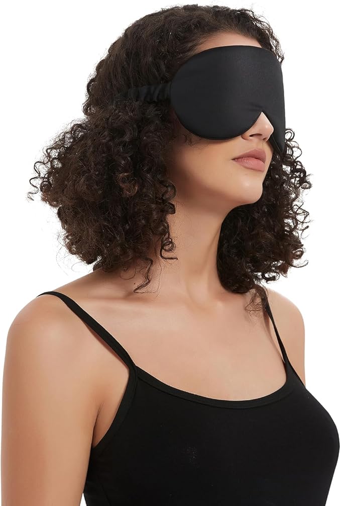 ALASKA BEAR Sleep Mask with Silk-Covered Headband for Hair Care, Silk Eye Mask Comfortable Scrunchy Band Over Ears (Built-in Contour Insert, Luxury 22 Momme) - Bloomnest