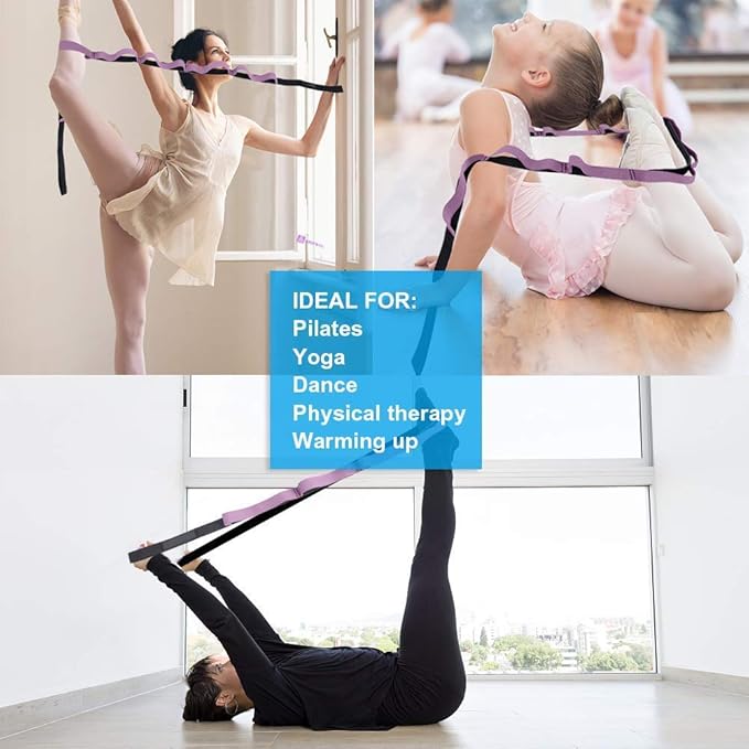 Premium Durable Stretch Straps with Loops, Stretching Strap for Physical Therapy, Multi-Loop Yoga Strap Fitness Exercise Strap for Yoga, Pilates, Dance, Flexibility&Exercise - Bloomnest