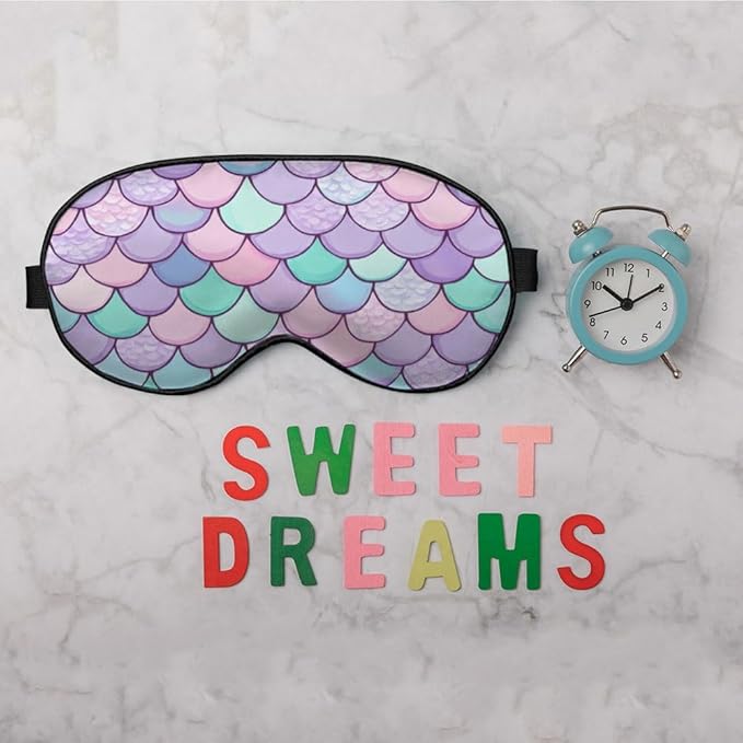 Mermaid Scales Eye Mask Sleeping Mask Pink Purple Blue Green Scales Marine Life Sleep Masks Silky Soft Eye Cover for Women Men Shading Blindfold for Air Travel Sleeping - Bloomnest