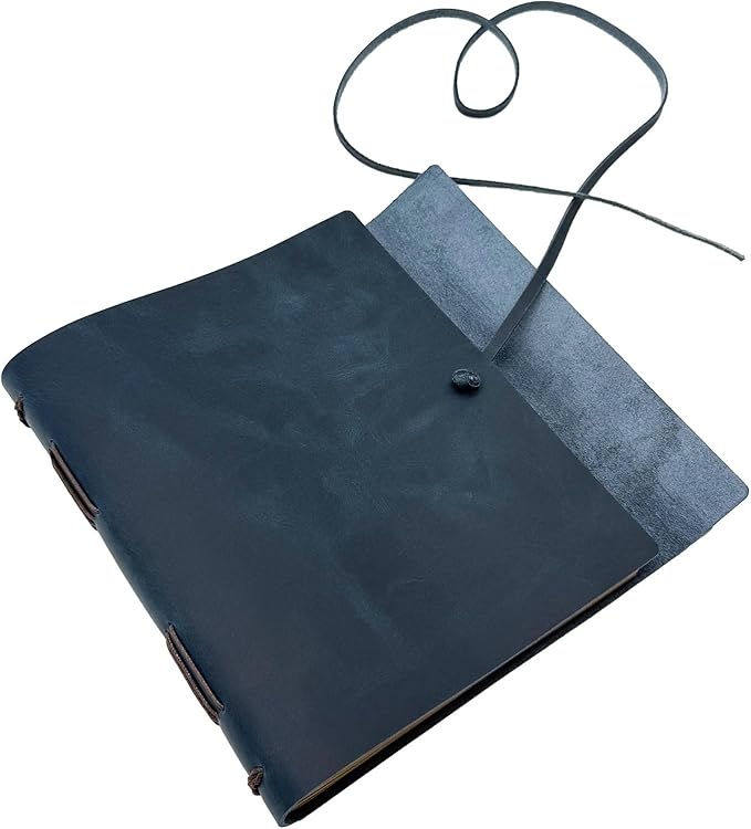 Large Notebook Journal - Genuine Leather Journals for Writing A4 Size Diary 8x10 Inch, Notepad For Women and Man, Gifts,Work,Travel Dark Blue - Bloomnest