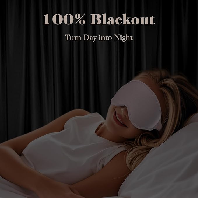 3D Cooling Eye Mask Sleep Mask for Men & Women, 100% Pressure-Free & Light Block-Out Eye Mask for Sleep with Easy Adjustable Strap, Night Eye Cover for Travel, Pink - Bloomnest