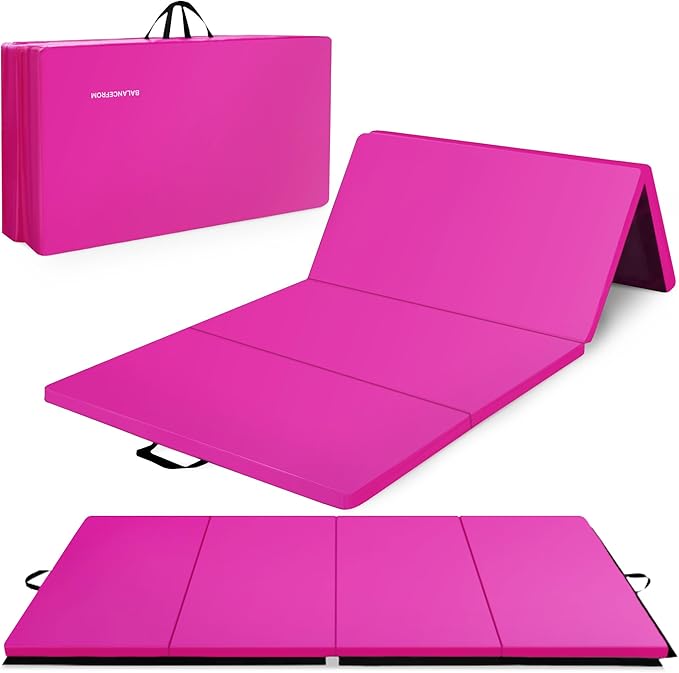 BalanceFrom 10x4 Feet 4-Panel Folding Gymnastics Mat – 2-Inch Thick Pad with Vinyl Surface and Carrying Handles for Tumbling, Yoga, Pilates, Home Workouts, and Martial Arts - Bloomnest