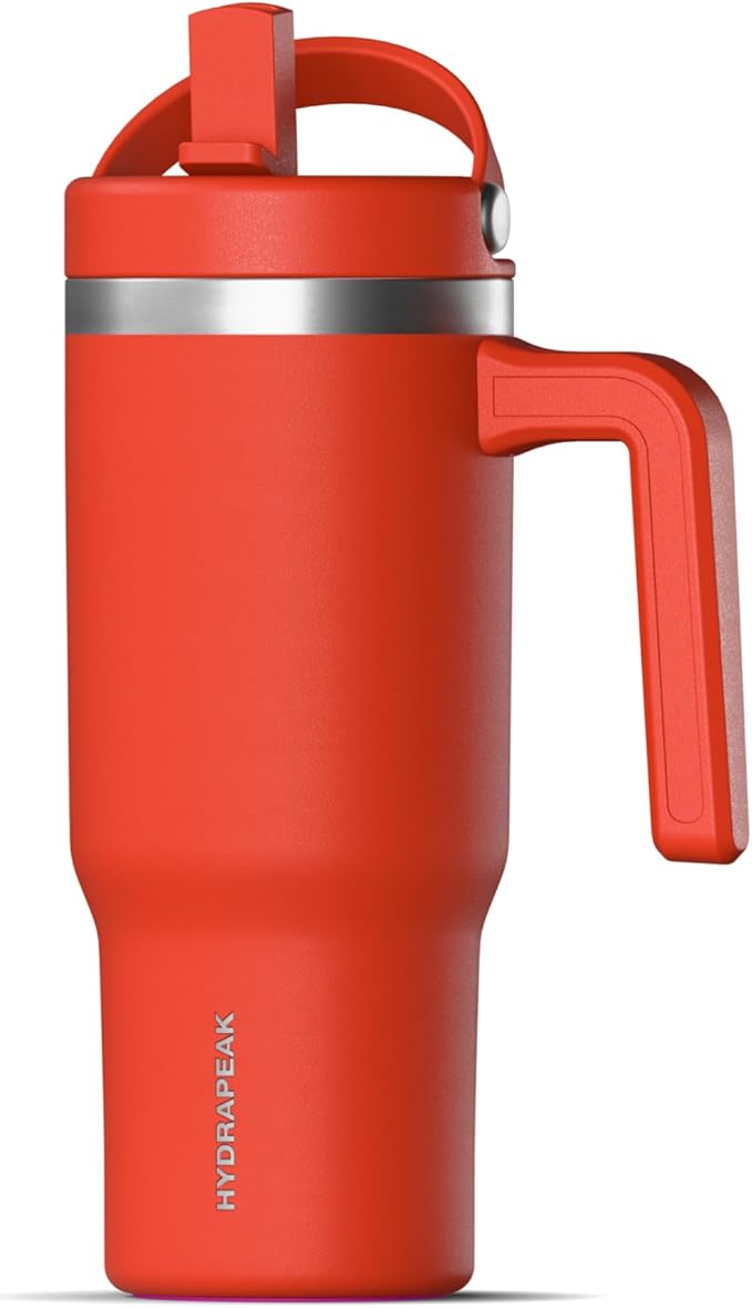Hydrapeak Kids Voyager 18 oz Tumbler with Handle and Flip-Up Straw Lid | Spill Proof and Leak Resistant | Reusable Stainless Steel Water Bottle | Gift for Kids Boys Girls|Flare - Bloomnest