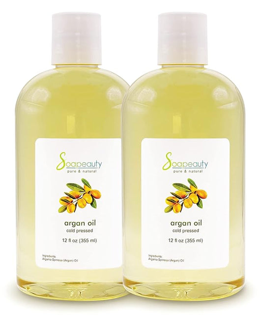 Soapeauty Cold Pressed Refined ARGAN OIL | 100% Natural & Pure | Carrier for Essential Oils, Argan Oil for Skin, Argan Oil for Hair Growth & Moisturizer | 24 fl oz (2 * 12 fl oz) - Bloomnest